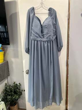 Hope Dreamy Long Sleeves Slit Floor Length Chiffon Bridesmaid Dresses,